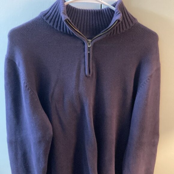 Goodthreads Large Knit Cotton 1/4 Zip Purple - Picture 1 of 2